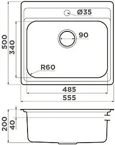 Мойка кухонная Omoikiri Ashi 56-IN нержавеющая сталь 4993449 Мойка кухонная Omoikiri Ashi 56-IN нержавеющая сталь 4993449, 2
