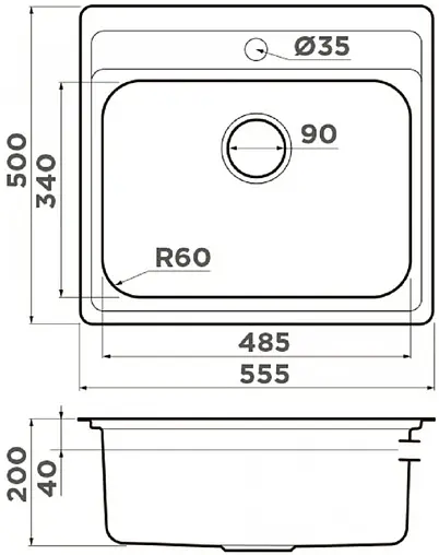 Мойка кухонная Omoikiri Ashi 56-IN нержавеющая сталь 4993449 Мойка кухонная Omoikiri Ashi 56-IN нержавеющая сталь 4993449