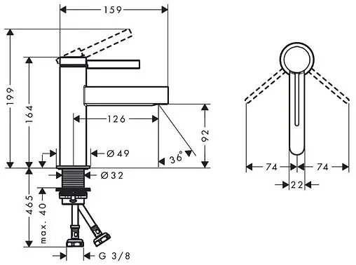 Смеситель для раковины Hansgrohe Finoris 100 чёрный матовый 76010670