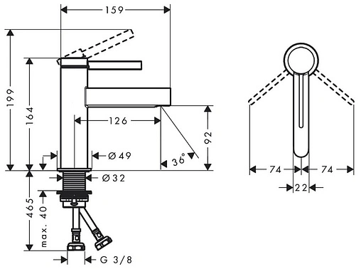 Смеситель для раковины Hansgrohe Finoris 100 хром 76010000