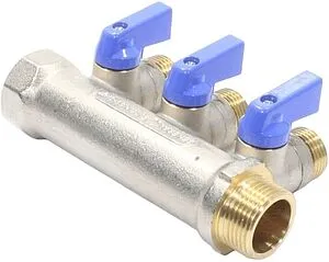 Коллектор запорный проходной 3 отвода синий ¾"в/н x ½"н General Fittings 620056N0504B3A Коллектор запорный проходной 3 отвода синий ¾"в/н x ½"н General Fittings 620056N0504B3A, 4