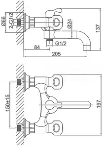 Смеситель для ванны D&K Hessen Kassel хром DA1423201 Смеситель для ванны D&K Hessen Kassel хром DA1423201, 2