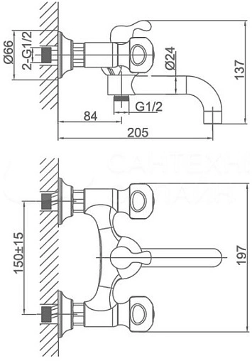 Смеситель для ванны D&amp;K Hessen Kassel хром DA1423201