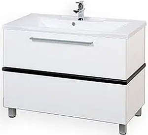 Тумба-умывальник напольная Aquaton Турин 100 белый/чёрный 1A1217K0TUJ10, 1