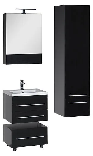 Шкаф-зеркало Aquanet Нота 58 L чёрный 00169191