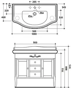 Тумба под умывальник напольная Kerasan Retro 100 bordeaux 734753 Тумба под умывальник напольная Kerasan Retro 100 bordeaux 734753, 2