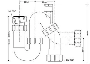 Сифон трубный для раковины Mc Alpine белый MRW7V, 2