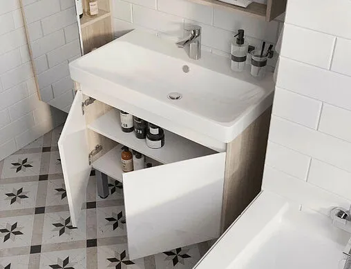 Тумба-умывальник Aquaton Сканди Doors 80 белый/дуб верона 1A2829K0SDB20