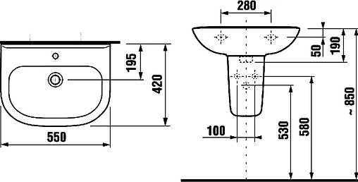 Раковина Jika Olymp 55 белый 8106120001049 Раковина Jika Olymp 55 белый 8106120001049