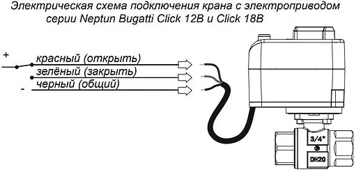 Кран шаровый с электроприводом Neptun Bugatti Click ½&quot; 12В 100037111900