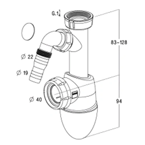 Сифон бутылочный для раковины Nicoll EASYPHON BM20 белый 0201303