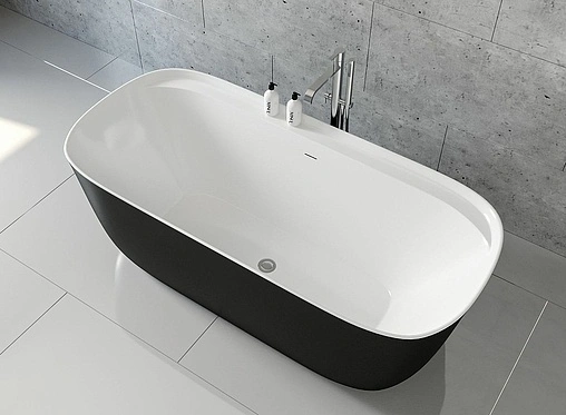 Ванна акриловая отдельностоящая Aquanet Family Fine 170x78 Gloss Finish белый/панель Black matte 95778-GW-MB