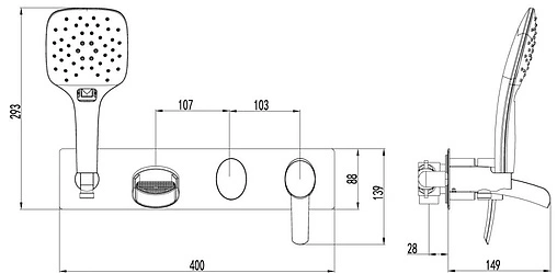 Смеситель для ванны скрытого монтажа Lemark Atlantiss хром LM3224C