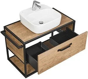 Тумба-умывальник подвесная Aquaton Лофт Фабрик 80 дуб кантри 1A2424K2LTDY0, 3