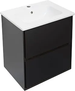 Тумба-умывальник подвесная Aquanet Милан 60 чёрный глянец 00269306+00254363, 5