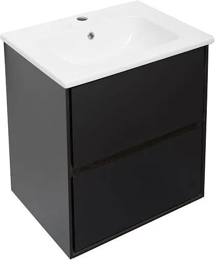 Тумба-умывальник подвесная Aquanet Милан 60 чёрный глянец 00269306+00254363