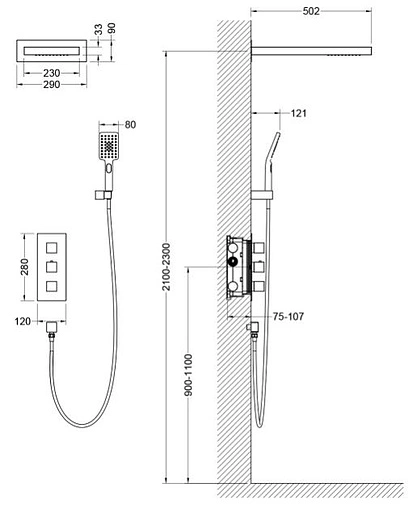 Душевая система с термостатом для душа Timo Petruma хром SX-5039/00SM