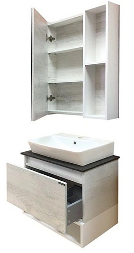 Тумба-умывальник подвесная Comforty Прага 60 дуб белый/антрацит 00-00003465CF