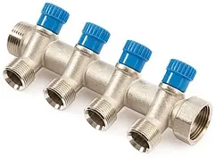 Коллектор регулирующий проходной 4 отвода синий 1"в/н x ¾"ек General Fittings 630057N1005B4H Коллектор регулирующий проходной 4 отвода синий 1"в/н x ¾"ек General Fittings 630057N1005B4H