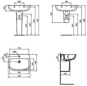 Раковина Ideal Standard Esedra 65 белый T279701 Раковина Ideal Standard Esedra 65 белый T279701, 2