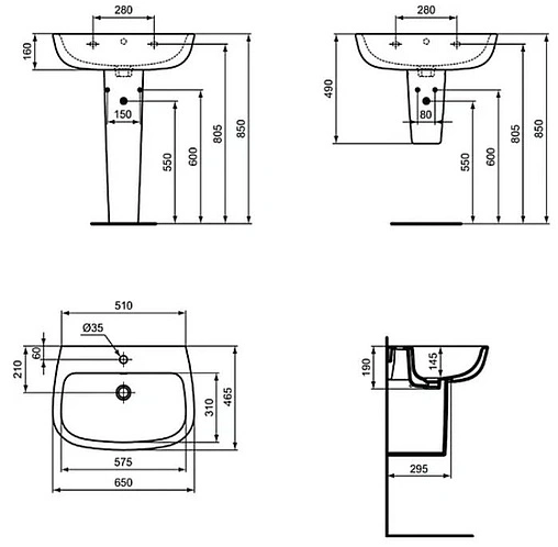 Раковина Ideal Standard Esedra 65 белый T279701
