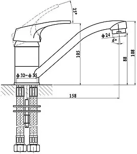 Смеситель для кухни Gross Aqua Base хром 210258C-15 Смеситель для кухни Gross Aqua Base хром 210258C-15, 2