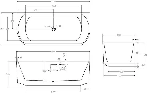 Ванна акриловая Abber 170х75 AB9488-1.7 Ванна акриловая Abber 170х75 AB9488-1.7