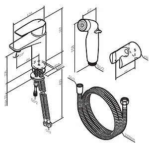 Смеситель для раковины с гигиеническим душем Am.Pm Gem чёрный матовый F90A03022 Смеситель для раковины с гигиеническим душем Am.Pm Gem чёрный матовый F90A03022, 2