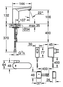 Смеситель для раковины Grohe Eurosmart Cosmopolitan хром 36325001 Смеситель для раковины Grohe Eurosmart Cosmopolitan хром 36325001, 2