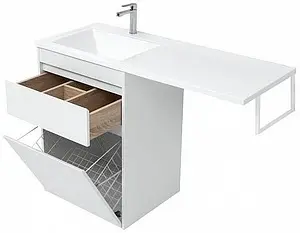 Тумба-умывальник напольная над стиральной машиной Aquanet Токио 120 L белый 00239290+00235499, 4