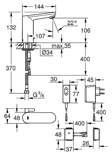 Смеситель для раковины Grohe Eurosmart Cosmopolitan хром 36325001 Смеситель для раковины Grohe Eurosmart Cosmopolitan хром 36325001