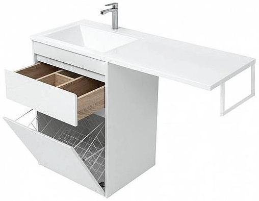 Тумба-умывальник напольная над стиральной машиной Aquanet Токио 120 L белый 00239290+00235499