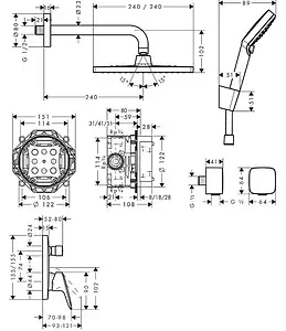 Душевая система со смесителем для душа Hansgrohe Crometta E Shower 240 1jet хром 27957000 Душевая система со смесителем для душа Hansgrohe Crometta E Shower 240 1jet хром 27957000, 2