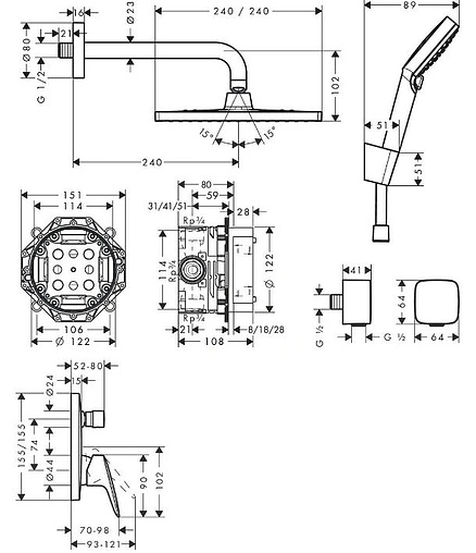 Душевая система со смесителем для душа Hansgrohe Crometta E Shower 240 1jet хром 27957000