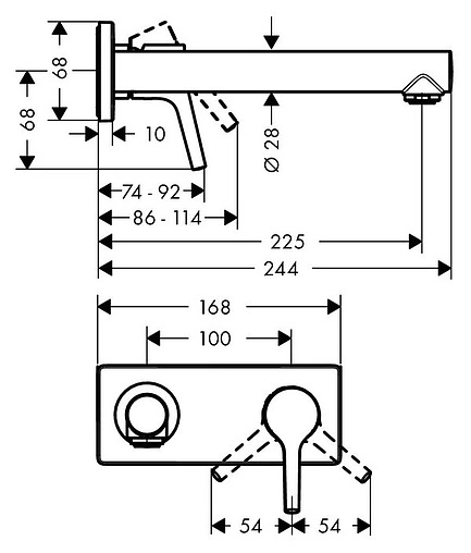 Смеситель для раковины из стены Hansgrohe Talis S хром 72111000