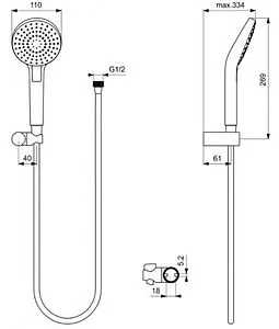 Душевая система со смесителем для душа Ideal Standard Ceraflex хром BC447AA Душевая система со смесителем для душа Ideal Standard Ceraflex хром BC447AA, 3