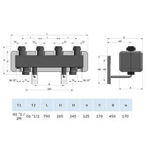 Распределительный коллектор 3 контура с гидрострелкой 1½"н x 1½"нг Barberi P74 040 003 Распределительный коллектор 3 контура с гидрострелкой 1½"н x 1½"нг Barberi P74 040 003, 3