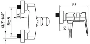 Смеситель для душа SMARTsant Инлайн хром SM103504AA, 2