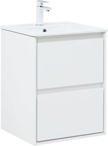 Тумба-умывальник подвесная Aquanet Милан 50 белый глянец 00336366+00303190