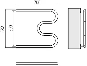 Полотенцесушитель водяной Terminus М-образный AISI 1&quot; БШ 500х700 полированная сталь 4620768880940, 2