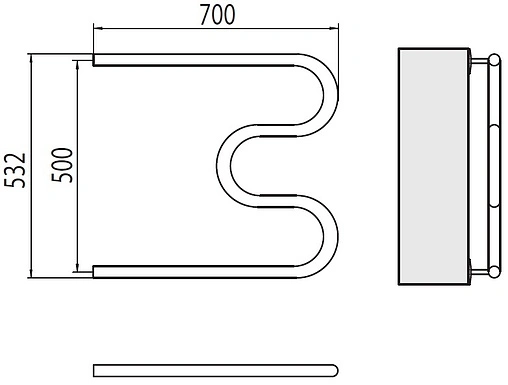 Полотенцесушитель водяной Terminus М-образный AISI 1&quot; БШ 500х700 полированная сталь 4620768880940