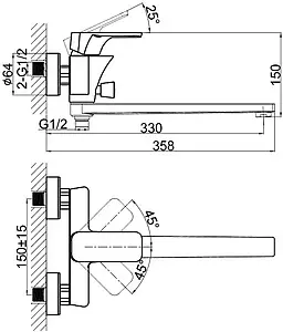 Смеситель для ванны с длинным изливом D&K Berlin Kunste оранжевый/хром DA1433313 Смеситель для ванны с длинным изливом D&K Berlin Kunste оранжевый/хром DA1433313, 2