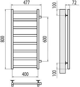 Полотенцесушитель водяной лесенка Terminus Аврора П8 400х800 бп600 полированная сталь 4670078529916, 2