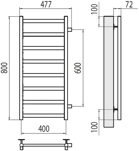 Полотенцесушитель водяной лесенка Terminus Аврора П8 400х800 бп600 полированная сталь 4670078529916
