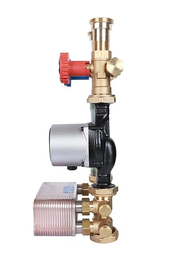 Насосный модуль с теплообменником 28 пластин 1"н х 1"в Stout SDG-0038-282502 с насосом Grundfos UPSO 25-65 180