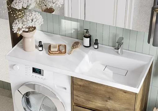 Тумба-умывальник напольная над стиральной машиной Aquaton Лондри 120 R дуб рустикальный 1A2669K1LHDR0+