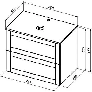 Тумба-умывальник подвесная Aquanet Терра 80 белый матовый 00313234+, 5