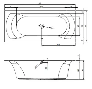 Ванна акриловая Riho LINARES 180x80 B142001005, 4