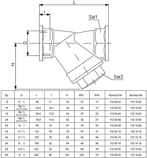 Фильтр угловой сетчатый ½"в x ½"в Oventrop 1120004 Фильтр угловой сетчатый ½"в x ½"в Oventrop 1120004