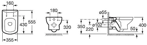 Комплект 4 в 1 Roca Dama Senso Rimless Set 3.2